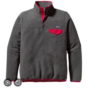 Patagonia Synchilla Snap-T Fleece Pullover Gray Red Trim Size M mens